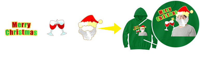 こんなスタンプを使って 愉快なクリスマスデザインも簡単に!