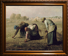 美術館絵画ミレーの「落穂拾い」Tシャツ